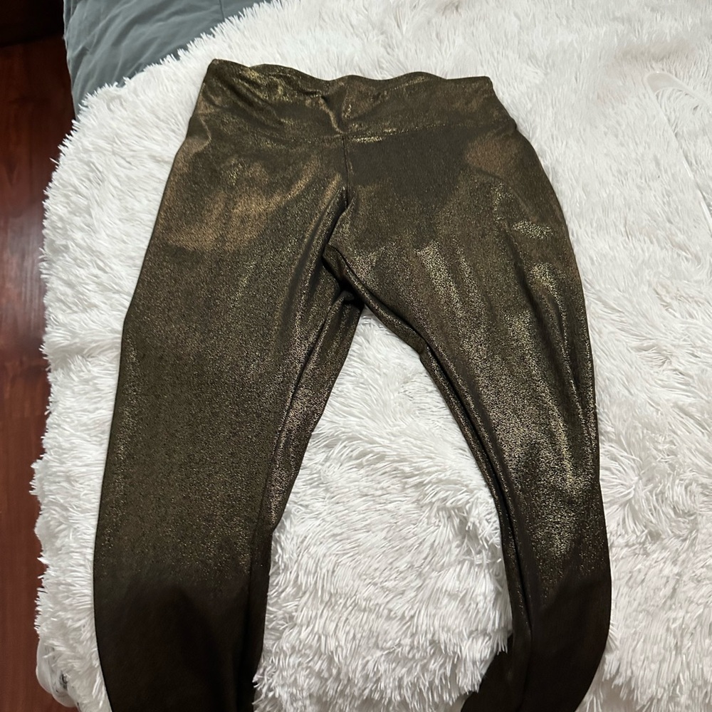 Shiny metallic gold leggings worn once